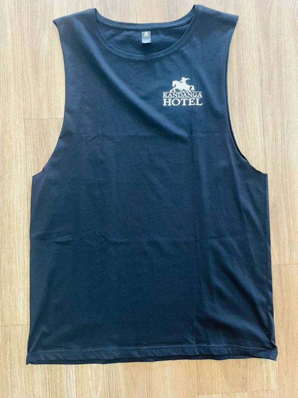 Mens Black Muscle Shirt | Kandanga Hotel Motel
